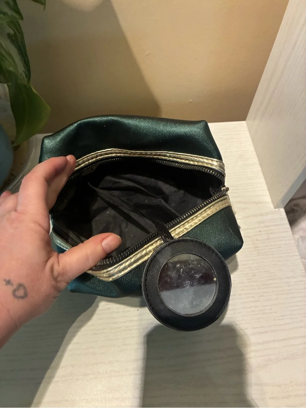 Nicole Miller Dark Teal Cosmetic Bag with Gold Hardware